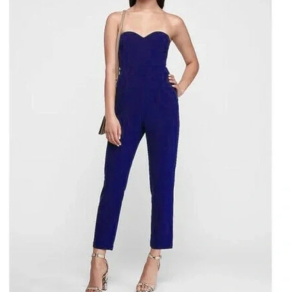Express Royal Blue Strapless Jumpsuit